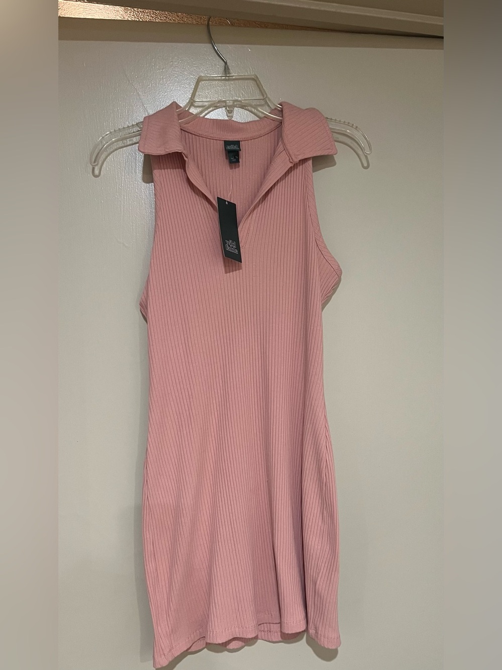 Target Viral Pink Ribbed Polo Tank Dress